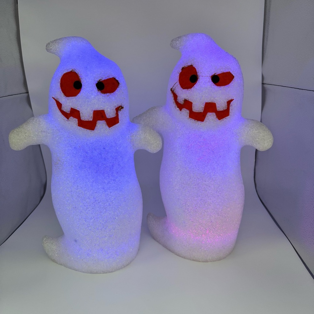 Two Melted Plastic Popcorn Light-Up Ghost Figurines 16” Halloween Decor Target - Picture 3 of 13